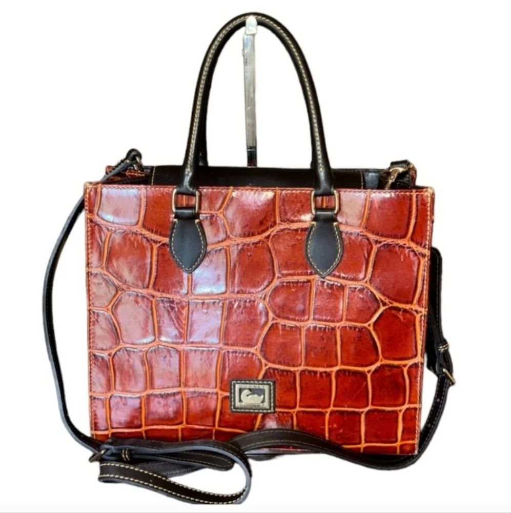 Dooney & Bourke Croc Embossed Learher Janine Handbag strap EUC - Picture 2 of 16